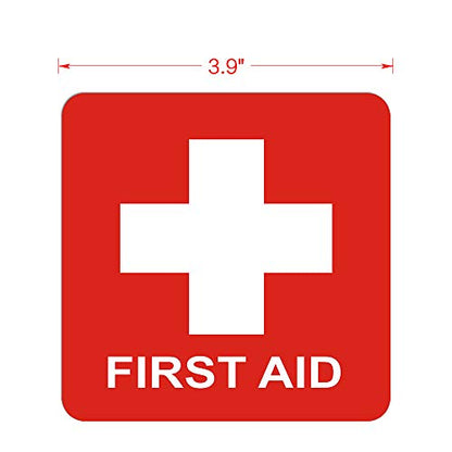 dealzEpic - First Aid Cross Sticker Sign - Self Adhesive Peel and Stick Vinyl 1st Aid Decal Symbol - 3.94x3.94 inches | Pack of 4 Pcs