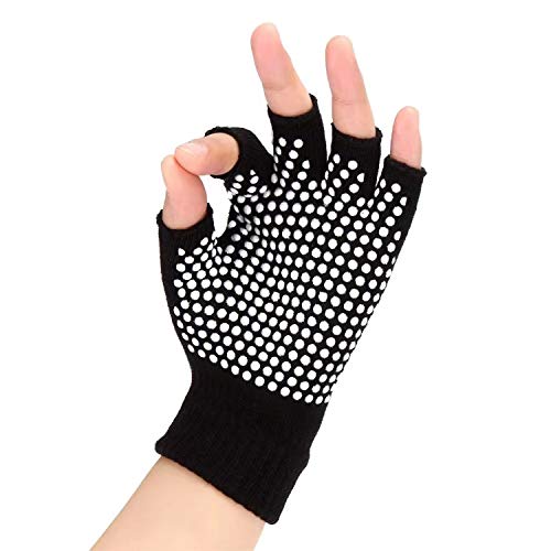 YL TRD V 2 Packs of Non Slip Fingerless Yoga Gloves Exercise Gloves Workout Gloves