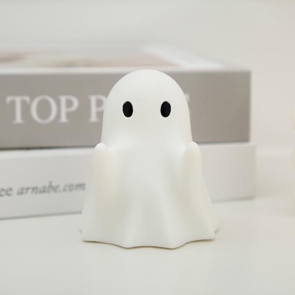 BHOOKA Halloween Finger Ghost Figurine Cute Cartoon Spooky Resin Middle Finger Statue Decor Halloween Ghost Sculpture Tabletop Ornament for Holiday Desk Bookshelf Art Display Supply