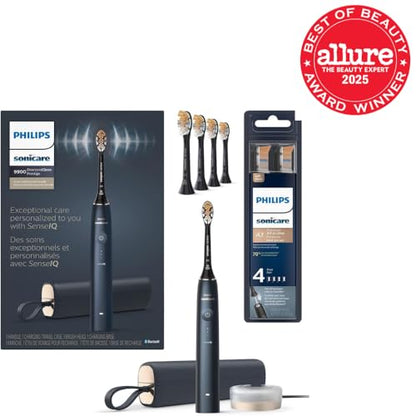 Philips Sonicare DiamondClean 9900 Prestige Electric Toothbrush - with SenseIQ Technology and Advanced AI App, 5 Brushing Modes, 3 Intensity Levels, Charging Travel Case,Midnight Blue, Model HX9990/12