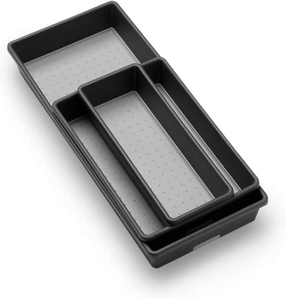 madesmart Classic 3-Tray Bin Pack - Granite | CLASSIC COLLECTION | Multi-Purpose Storage | Soft-grip Lining and Non-slip Rubber Feet | Durable | BPA-Free