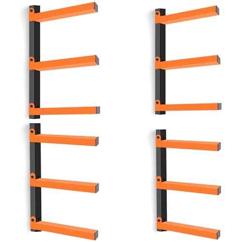 Caliee lumber Storage Rack Wall Mount, Heavy Duty Wood Storage Racks With 6-Level System Holds Up to 1400 lbs, Garage Shelf Wall Mount, Basement, Workshop, Rustproof & Space-Saving Design (4)