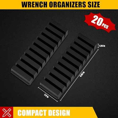 Modular Wrench Organizer Wrench Holder - Wrench Tool Organizers for Tool Drawer Storage, Wrench Storage Set with Metric & SAE Label, Wrench Rack Tool Gift for Professional Mechanics Men, Black