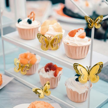 24PCS 3D Butterfly Wall Decor,Butterfly Stickers for Home & Party Decorations (24, Gold)