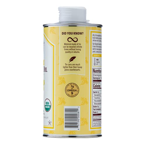La Tourangelle, Organic Canola Oil, Expeller-Pressed Non-GMO Canola Seeds, Pesticide and Chemical Free, High Heat Neutral Cooking Oil, 16.9 Fl Oz