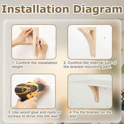 4 Pcs 1 3/4" W x 8 1/2" D x 12" H Traditional Wood Corbels Wooden Shelf Brackets Unfinished Paintable Solid Wooden Bracket for Doorway Countertops Home Shelves Cabinet Furniture Support