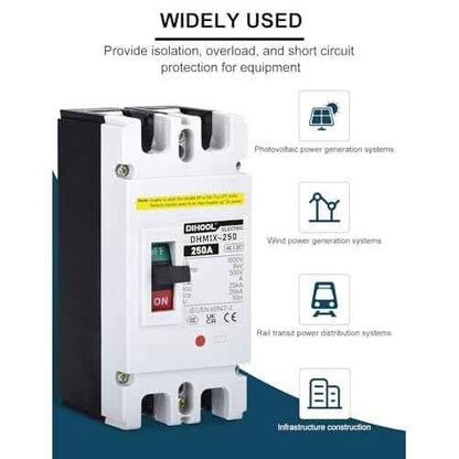 DIHOOL Battery DC Disconnect Switch, 250 Amp DC Breaker for Main Power Station Solar System, UPS