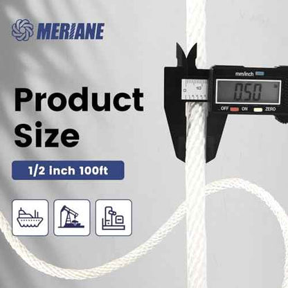 1/2 Inch Nylon Rope 100 Ft ? Multipurpose Solid Braided Rope ? Ideal Use for Camping, Clothesline, Marine, Flag Line ? Abrasion & UV Resistant ? Shock Absorption Rope for Indoor Outdoor