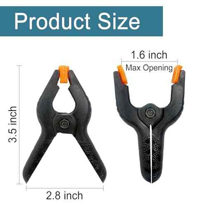 30 Pack 3.5 Inch Plastic Spring Clamps, Black Heavy Duty Clips, Spring Clamps for Backdrop Stand, Woodworking, Crafts, Photography, Banner, Balloon Arch Garland Clips, Small Clamp with Soft Tips