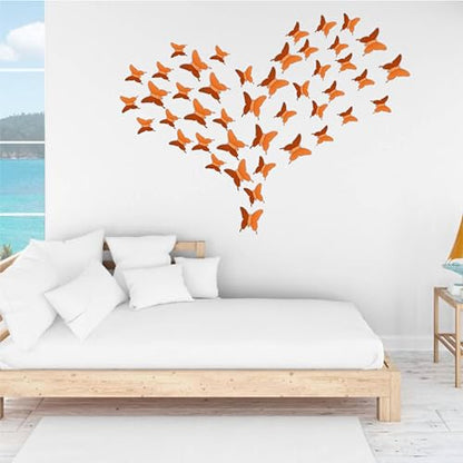 Glitter 3D Butterfly Wall Stickers - Orange