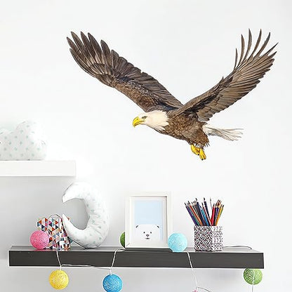 Bald Eagle Wall Stickers, sacinora Bird Animal Wall Decals Removable Vinyl Peel and Stick for Nursery Living Room Bedroom Children's Room Playroom Sofa TV Background Art Decorations