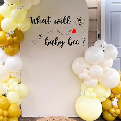 What Will Baby Bee Baby Shower Decal Sign, Gender Reveal Girl or Boy Wall Stickers Sign,Bee Themed Gender Reveal Decorations, Party Backdrop Supply.