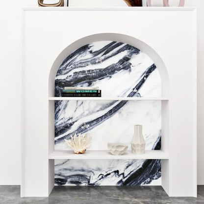 Wallercity Glossy Blue/White Marble Contact Paper for Countertops Kitchen Granite Peel and Stick Wallpaper Removable Vinyl Wraps for Drawer Liner 15.8''x78.7'' Marble Wall Paper for Cabinets Counters
