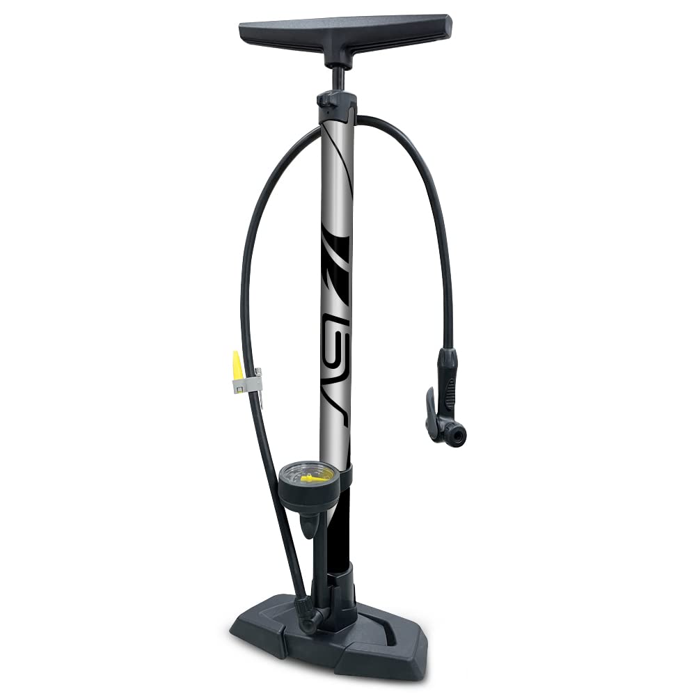 BV Bike Pump Out of Durable Steel - Bicycle Pump 160 PSI high Pressure, Bike Tire Pump 17/24 inch Smart Valve Head, Automatically Reversible Presta & Schrader, Ball Pump