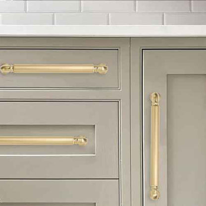 khtumeware 10-Pack Champagne Bronze Heavy-Duty Solid Cabinet Pulls, 5 Inch (128mm) Hole Center, Satin Brass Drawer Pulls, Cabinet Hardware, Suitable for Kitchen Cabinets, Bathrooms and Dressers