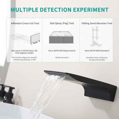Waterfall Tub Spout Black Tub Spout for Bathtub Faucet ¡¼SUS304 Stainless Steel & Solid Brass¡½ Bathroom Tub Faucet Replacement High Flow Shower Spout Matte Black Tub Spout Wall Mount, TS4-BK