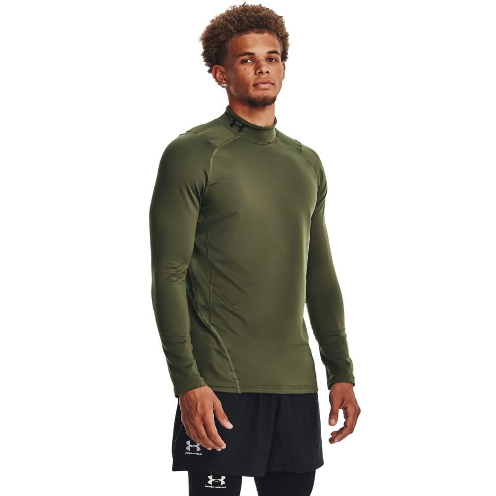 Under Armour Men's ColdGear Armour Fitted Mock, (390) Marine OD Green / / Black, Medium Tall