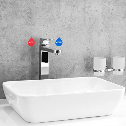 PATIKIL Self Stick Hot/Cold Water Label, 5 Pairs/10 Pack Acrylic Drop Shape Sticker Signs for Faucets Sinks, Red/White, Blue/White