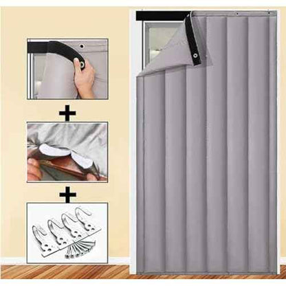 Insulated Door Curtain,Soundproof Door Cover,Thermal Blanket for Winter,Noise Reduction Waterproof Warm.for Living Room Patio, Oxford Fabric (W35.43*H82.68 in/90 * 210cm)