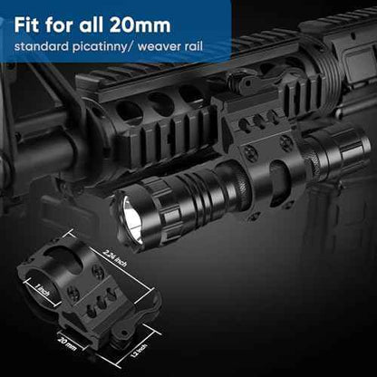 WINDFIRE 2200 Lumens LED Weapon Light Tactical Flashlight Rifle Lights Matte Black with Quick Release Picatinny Rail Offset Mount, Remote Pressure Switch