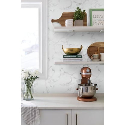 Grey White Marble Contact Paper Glossy Marble Peel and Stick Wallpaper Self Adhesive Wallpaper Glossy Waterproof Wall Paper DIY Removable Contact Paper for Bathroom Countertop Decor15.7 x78.7