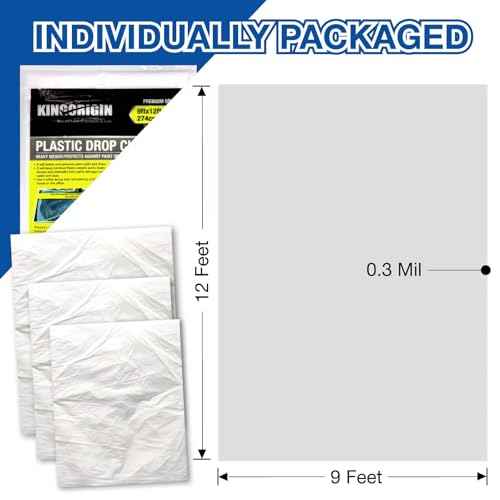 King Origin Plastic Drop Cloth, 6 Piece Drop Cloth for Painting, 9x12 Feet, Waterproof and Dust-Proof Clear Cloth, Paint Tarps Drop Cloth for Furniture Cover