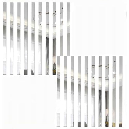 20 Pcs Mirror Wall Stickers Striped Design Mirror Art Tile Decal DIY Self Adhesive Wall Line Border Decals Removable Acrylic Mirror Sheets Wall Sticker Wall Stickers for Home Decor 5 * 20cm(ZS283)