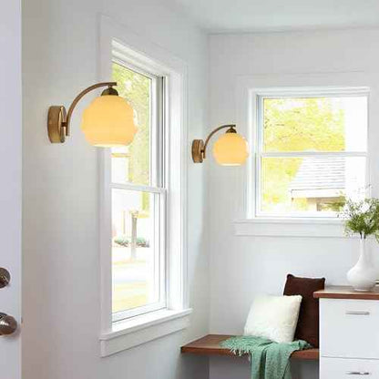 Mid Century Modern Gold Wall Sconce Glass Sconces Wall Lighting Bathroom Vanity Light Fixtures Globe Wall Lamp Bedroom Wall Lights for Living Room Bedroom Hallway Foyer