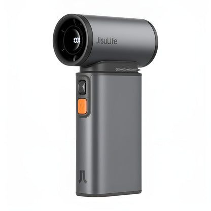 JISULIFE Portable Handheld Turbo Fan, 100 Speeds Adjustable Mini Personal Fan, 9000mAh USB Rechargeable Battery Operated, LED Display, Metal Shell with Accessories Gifts for Men Women Travel- Grey