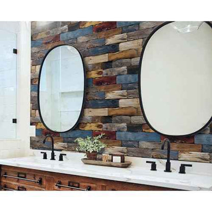 FLFK Faux Wood Bricks Wallpaper,Peel and Stick Wood Grain Wall Mural for Living Room, Bedroom, Kitchen, Office, Apartment Decor 16"x64"