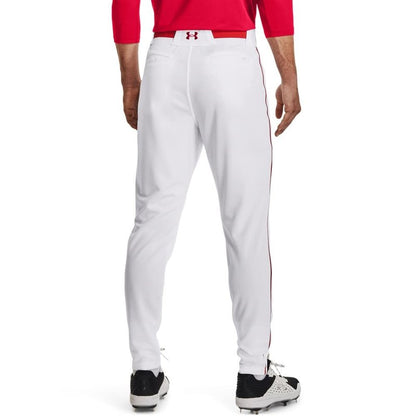 Under Armour Men's Utility Baseball Straight Leg Pant Pipe 22, (103) White/Red/Red, Large