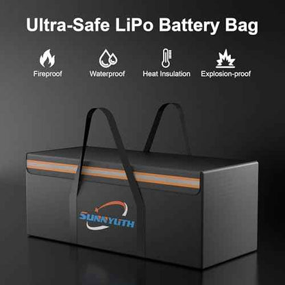 12V 200Ah LiFePO4 Lithium Battery Fireproof Safe Bag, Large Capacity Explosion-proof Lipo Battery Bag for Charging and Storage, Waterproof Box for Documents and Valuables - 22¡¿9¡¿9.5in
