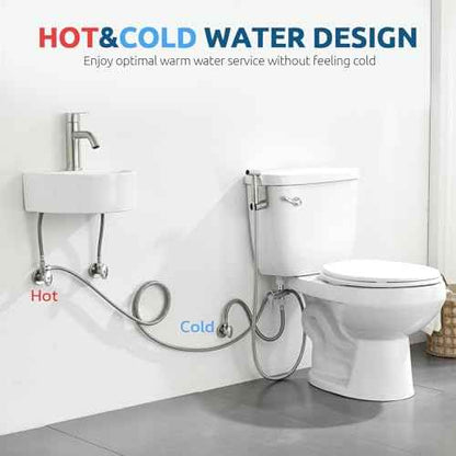 Hot and Cold Handheld Bidet Sprayer for Toilet, Warm Water Bidet with Adjustable Pressure, Hand Held Attachment for Warm Water, Ideal for Feminine Hygiene, Elderly Care, Pet, Cloth, Diaper