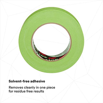 3M 401+ 0.25" x 60yd High Performance Masking Tape - 0.25" x 60 Yards Roll, Crepe Paper, Green