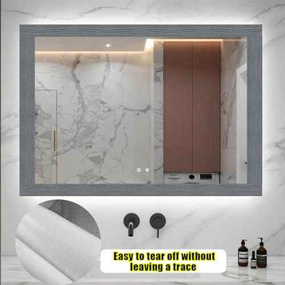 Teemall 10M Wood Grain Removable PVC Waterproof Border Wall Decor Self Adhesive Kitchen Bathroom Tiles Sticker Wallpaper Mirror Frame Sticker (Dark Gray)