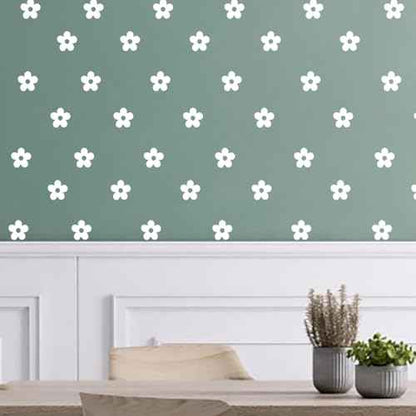 64 Flowers/Set of White Flower Pattern Wall Stickers for Children's Room Girl's Room Nursery (6.8X6.8CM)