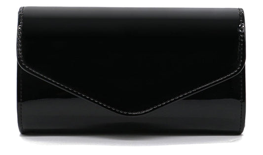 Aebecede Patent Leather Envelope Clutch Purse Shiny Shoulder Bag Candy Chain Evening Bag Elegant Handbag (Black)