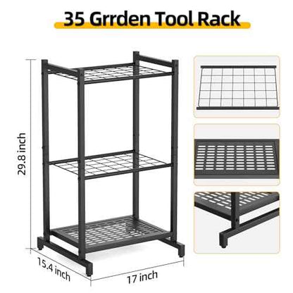 Garden Tool Organizer for Garage£¬Garden Tool Storage Rack with Wheels£¬Yard Tool Holder for Garage, Shed, Outdoor, Tool Stand