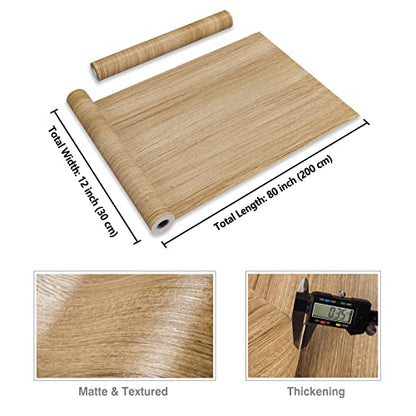 CRE8TIVE Thick Brown Wood Contact Paper Peel and Stick Wood Wallpaper 12"x80" Textured Removable Self Adhesive Wood Grain Contact Paper for Countertops Waterproof Wood Vinyl Wrap for Kitchen Cabinets