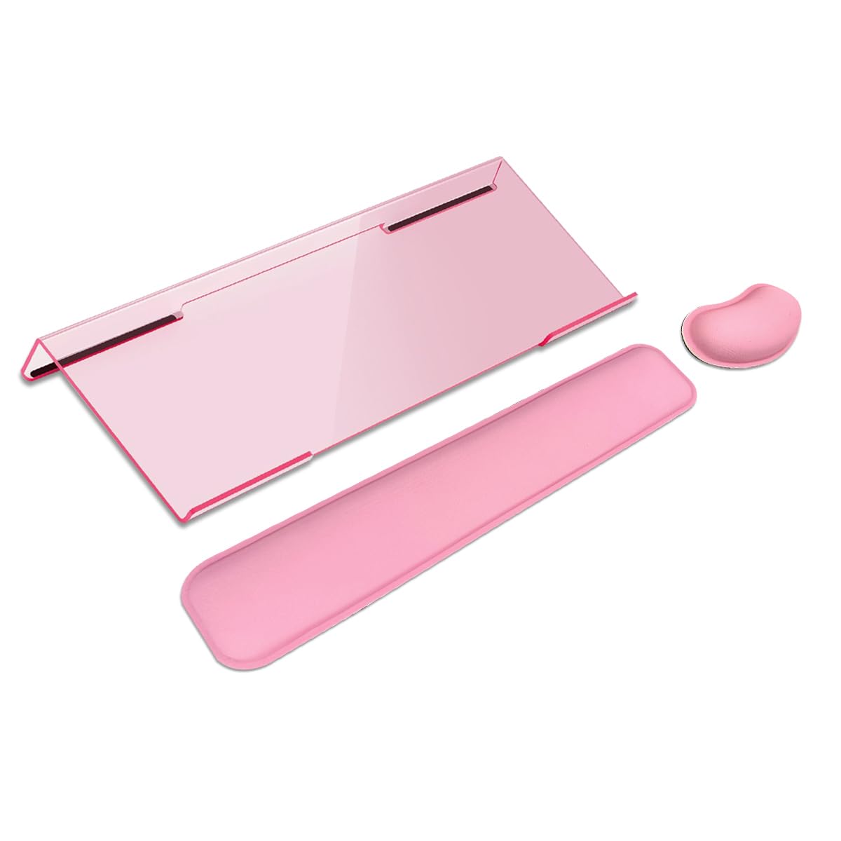Computer Keyboard Wrist Rest Stand Set for Desktop, Keyboard Holder Easy Typing with Wrist Pad for Office, Home, School - Pink
