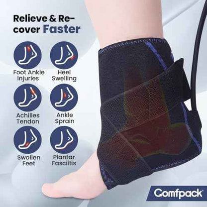 Compression Ankle Ice Pack Wrap for Sprain & Fracture, Ankle Support Brace with 2 Cold Packs, Reusable Gel Cold Hot Therapy for Injuries, Plantar Fasciitis, Achilles Tendonitis, Surgery