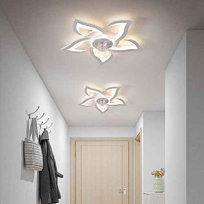 26" Geometric Ceiling Fan with Light Remote Control, 6 Speeds 3 Colors, White Low Profile Flush Mount Ceiling Light for Kitchen Bedroom Living Room