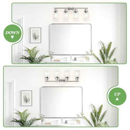 4-Light Nickel Bathroom Light Fixtures, E26 Modern Vanity Lights for Bathroom with Clear Glass Shade, Wall Lamps for Mirror Hallway Kitchen Cabinet Living Room Sconces Lights