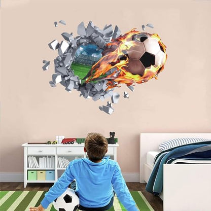 TOARTi 3D Football Wall Stickers,Football Wall Decals for Boys Room,Soccer Football Wall Art Decal for Boys Bedroom Soccer Room Decoration