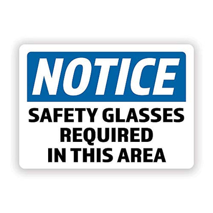 2-Pack Notice Safety Glasses Required in This Area Vinyl Decal Sticker | 7-Inch by 5-Inch | Laminated with UV Protective Laminate | PD2738