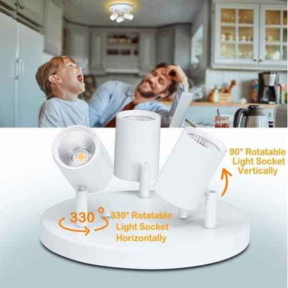 CLOUDY BAY 5CCT 3 Light Directional Ceiling Spotlight,Dimmable LED Track Light Heads,CRI90+,2100Lm for Hallway Kitchen Art,White