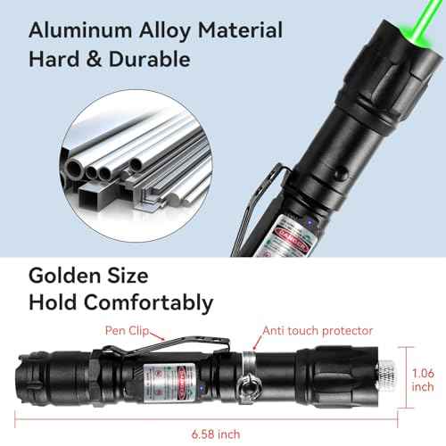 [4 Packs] Rechargeable Green Laser Pointer High Power Green Beam Light Long Distance Range For TV/LED/LCD Screens Tactical Flashlights Presentation Office/Outdoors/Astronomic/Construction [005]