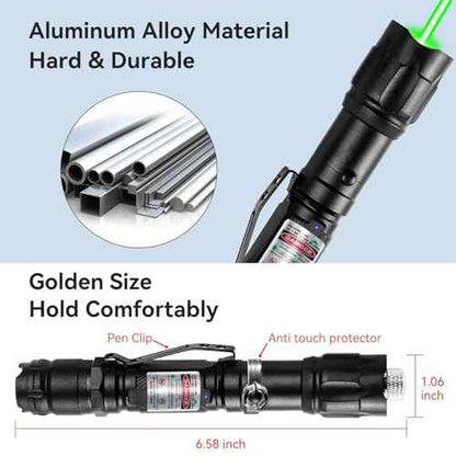 [4 Packs] Rechargeable Green Laser Pointer High Power Green Beam Light Long Distance Range For TV/LED/LCD Screens Tactical Flashlights Presentation Office/Outdoors/Astronomic/Construction [005]