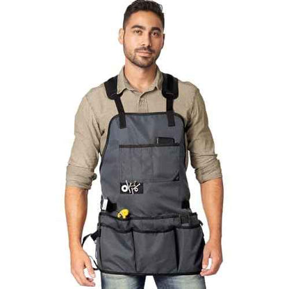 Under NY Sky Tool Apron ? Magnetic Tool Holder ? Heavy Duty Gray Oxford Canvas ? Cross-Back ? 18 Pockets ? Adjustable for Men, Women ? Pro Mechanic, Woodworker, Carpenter, Electrician, Gardener Apron