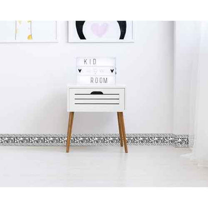 FLFK Mirror Border Peel and Stick - Black and White Wallpaper Borders Decal Trim Floral Pattern 4" x 240"